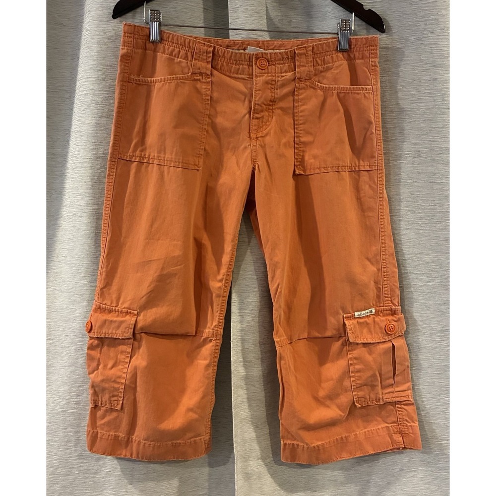 Vintage Y2K Lucky Brand Cargo Dungarees Capri Orange Festival Grunge‎ Skate 8/29